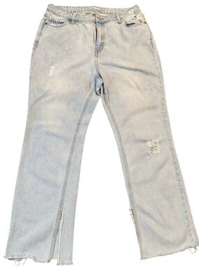 Avec Les Filles High Rise Straight Leg Split Hem Jeans